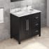 Jeffrey Alexander Cade 36" Soft Close Single Sink Bathroom Vanity with Cabinet and Marble or Quartz Vanity Top for 3-Hole Faucets - FINAL SALE - Clearance - FINAL SALE Black / Calacatta Vienna Quartz Top
