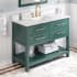 Jeffrey Alexander Wavecrest 48" Free Standing Coastal Cottage Single Sink Soft Close Bath Vanity with Marble or Quartz Top with Backsplash - for 3 Hole Faucet - FINAL SALE Green / Calacatta Vienna Quartz Top