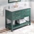 Jeffrey Alexander Wavecrest 48" Free Standing Coastal Cottage Single Sink Soft Close Bath Vanity with Marble or Quartz Top with Backsplash - for 3 Hole Faucet - FINAL SALE Green / White Carrara Marble Top