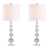 JONATHAN Y Lighting Nala Single Light 27-1/4" Tall LED Buffet Table Lamp with Hardback Cotton Shade - Set of 2 Clear / Chrome