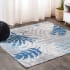 JONATHAN Y Lighting Amalfi Coast 6' x 6' Polypropylene Botanical Indoor/Outdoor Area Rug Gray / Blue