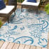 JONATHAN Y Lighting Amalfi Coast 4' x 6' Polypropylene Botanical and Paisley Indoor/Outdoor Area Rug Light Gray / Blue