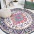 JONATHAN Y Lighting Bohemian Flair 7' x 7' Polypropylene Botanical Indoor Round Area Rug Blue / Multi