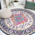 JONATHAN Y Lighting Bohemian Flair 7-3/4' x 7-3/4' Polypropylene Botanical and Traditional Indoor Area Rug Blue / Multi