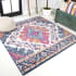 JONATHAN Y Lighting Bohemian Flair 7-3/4' x 7-3/4' Polypropylene Botanical and Traditional Indoor Area Rug Blue / Multi