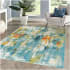 JONATHAN Y Lighting Contemporary POP 7-3/4' x 10' Polypropylene Vintage Abstract Rectangle Area Rug Blue / Cream