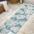 JONATHAN Y Lighting Hawaii 2-1/4' x 8' Polypropylene Botanical Indoor/Outdoor Runner Blue / Ivory