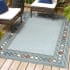 JONATHAN Y Lighting Hawaii 7-3/4' x 10' Polypropylene Geometric, Striped, and Traditional Indoor/Outdoor Area Rug Blue / Ivory