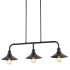 JONATHAN Y Lighting Cade 3 Light 34" Wide LED Linear Chandelier with Metal Shades Oil Rubbed Bronze