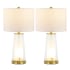 JONATHAN Y Lighting Set of (2) - Tryon 2 Light 26" Tall LED Vase Lamp Set with White Linen Shade Clear / Brass Gold