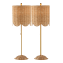 JONATHAN Y Lighting Set of (2) - Celerie 28" Tall LED Buffet Lamp Set with Natural Rattan Shade Natural / Brass Gold