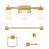 JONATHAN Y Lighting Caia 3 Light 22" Wide LED Vanity Light Set with Towel Bar, Towel Ring, Robe Hook, and Toilet Paper Holder Gold Painting