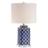 JONATHAN Y Lighting Moroccan Style LED Table Lamp with Quatrefoil Design Blue / White