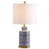 JONATHAN Y Lighting Diana Single Light 24" Tall LED Table Lamp with Linen Drum Shade Blue / White