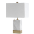 JONATHAN Y Lighting Trevor 23" Tall LED Table Lamp White / Brass Gold