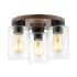 JONATHAN Y Lighting Nola 3 Light 13" Wide LED Flush Mount Ceiling Fixture Wood Finish