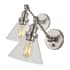 JONATHAN Y Lighting Pack of (2) Cowie 11" Tall LED Plug-In Wall Sconce with Clear Glass Shade Nickel