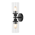 JONATHAN Y Lighting Jules Edison 2 Light 17" Tall LED Bathroom Sconce with Seedy Glass Shades Black