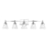JONATHAN Y Lighting Marion 5 Light 37" Wide LED Vanity Light with Seedy Glass Shades Chrome