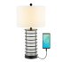 JONATHAN Y Lighting Jayce 27" Tall LED Buffet Table Lamp With USB Charging Port Black / White