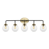 JONATHAN Y Lighting Caleb 5 Light 38" Wide LED Vanity Light with Clear Glass Shades Brass Gold / Black