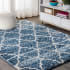 JONATHAN Y Lighting Malibu Shag 7-3/4' x 10' Shag Polypropylene Vintage Geometric Moroccan / Tribal Rectangle Area Rug Indigo Blue / Ivory