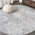 JONATHAN Y Lighting Modern Persian 6-1/2' x 6-1/2' Polypropylene Botanical, Moroccan & Tribal, Traditional, and Vintage Indoor Area Rug Light Gray