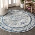 JONATHAN Y Lighting Modern Persian 5' x 5' Polypropylene Botanical, Traditional, and Vintage Indoor Area Rug Gray / Blue
