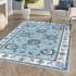 JONATHAN Y Lighting Modern Persian 5-1/4' x 7-1/2' Polypropylene Botanical, Traditional, and Vintage Indoor Area Rug Blue / Cream