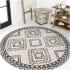 JONATHAN Y Lighting Moroccan Hype 3' x 3' Polypropylene Geometric Indoor Round Area Rug Cream / Black