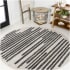 JONATHAN Y Lighting Moroccan Hype 9' x 9' Polypropylene Striped Indoor Round Area Rug Cream / Black