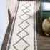 JONATHAN Y Lighting Moroccan Hype 2' x 10' Shag Polypropylene Geometric, Moroccan & Tribal, Trellis, and Vintage Indoor Runner White / Gray