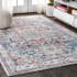 JONATHAN Y Lighting Restored Vintage 4' x 6' Polyester Vintage Traditional Rectangle Area Rug Gray / Red / Turquoise