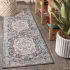 JONATHAN Y Lighting Restored Vintage 2-1/4' x 8' Polyester Vintage Traditional Runner Charcoal Gray / Ivory
