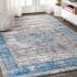 JONATHAN Y Lighting Restored Vintage 4' x 6' Polyester Vintage Traditional Rectangle Area Rug Blue / Gray