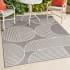 JONATHAN Y Lighting Scandinavian 3' x 5' Striped and Geometric Indoor/Outdoor Rectangular Area Rug with High-Low Design Gray / Cream