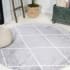 JONATHAN Y Lighting Supersoft 5-1/4' x 5-1/4' Polypropylene Geometric Round Area Rug Light Gray / White