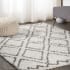 JONATHAN Y Lighting London Shag 4' x 6' Shag Polypropylene Moroccan & Tribal and Trellis Indoor Area Rug Beige / Dark Gray