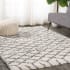 JONATHAN Y Lighting London Shag 4' x 6' Shag Polypropylene Geometric and Moroccan & Tribal Indoor Area Rug Beige / Dark Gray