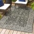 JONATHAN Y Lighting Santa Monica 9' x 12' Polypropylene Botanical, Traditional, and Vintage Indoor/Outdoor Area Rug Black / Gray