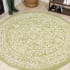 JONATHAN Y Lighting 5' Polypropylene Bohemian Indoor/Outdoor Round Area Rug Green / Cream