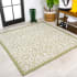 JONATHAN Y Lighting 5' x 5' Polypropylene Vintage Indoor/Outdoor Square Area Rug Green / Cream