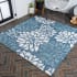 JONATHAN Y Lighting Santa Monica 3' x 3' Polypropylene Flowers Indoor/Outdoor Square Area Rug Navy / Aqua