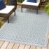 JONATHAN Y Lighting Santa Monica 7-3/4' x 10' Polypropylene Geometric, Solid, and Vintage Indoor/Outdoor Area Rug Teal / Gray