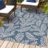 JONATHAN Y Lighting Santa Monica 4' x 6' Polypropylene Botanical Indoor/Outdoor Rectangular Area Rug Blue / Ivory