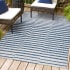 JONATHAN Y Lighting Santa Monica 7-3/4' x 10' Polypropylene Striped, Transitional Indoor / Outdoor Rectangle Area Rug Ivory / Blue