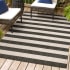 JONATHAN Y Lighting Santa Monica 7-3/4' x 10' Polypropylene Striped Indoor/Outdoor Rectangular Area Rug Black / Beige