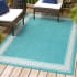 JONATHAN Y Lighting 4' x 6' Polypropylene Border Indoor/Outdoor Rectangular Area Rug Aqua / Light Gray
