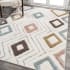 JONATHAN Y Lighting Santa Theresa 3' x 5' Shag Polypropylene Geometric and Trellis Indoor Rectangular Area Rug Multi / Cream