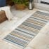 JONATHAN Y Lighting Savannah 2' x 8' Polypropylene Geometric and Striped Indoor/Outdoor Runner Area Rug Cream / Navy